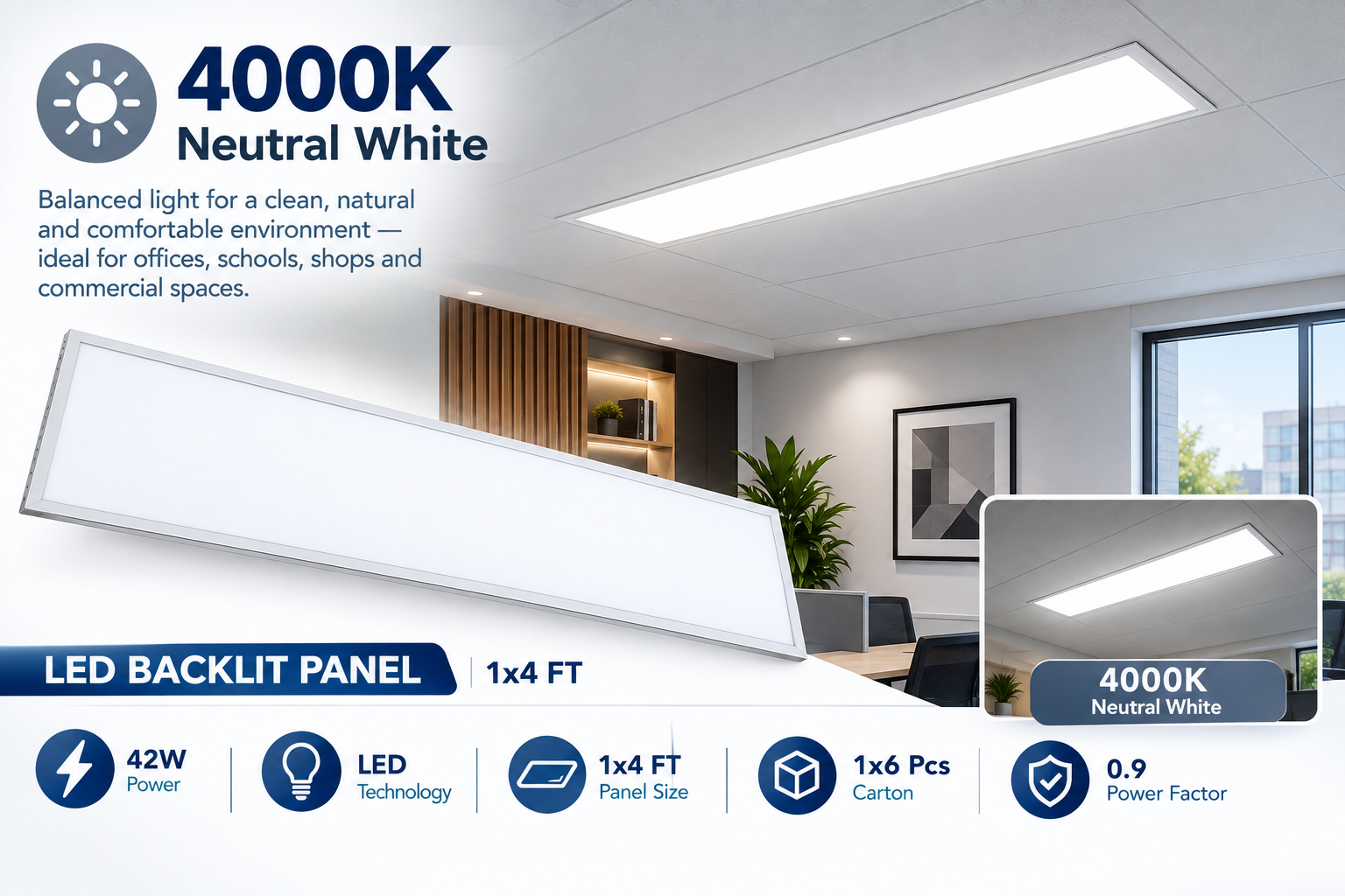 LED Panel Light 1x4 42W - photo 4